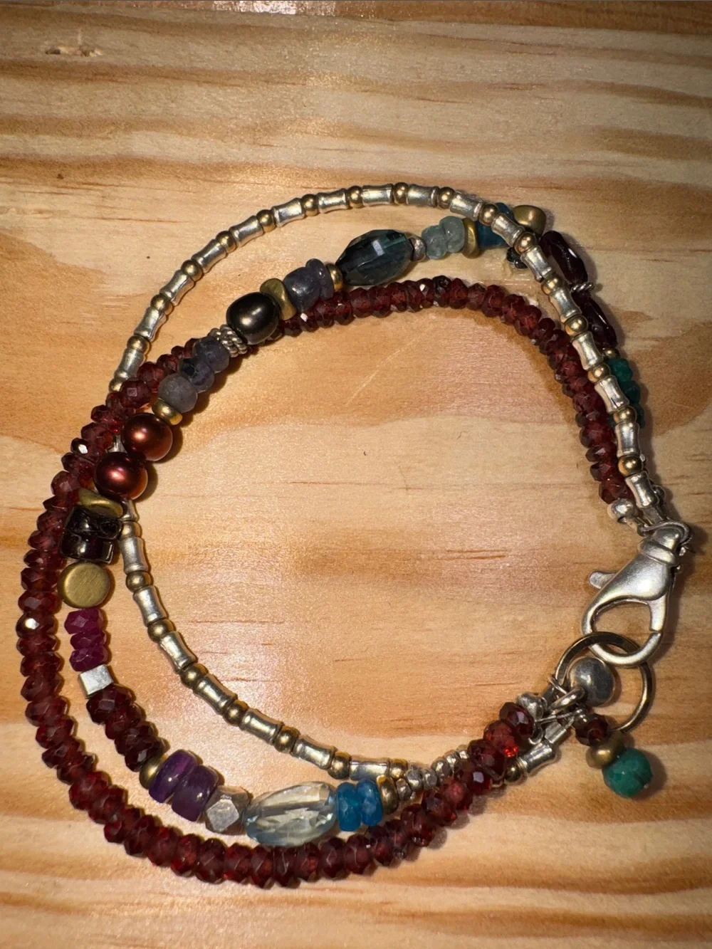 Sundance Multi-Strand Red and Teal Beaded Bracelet - Picture 3 of 3